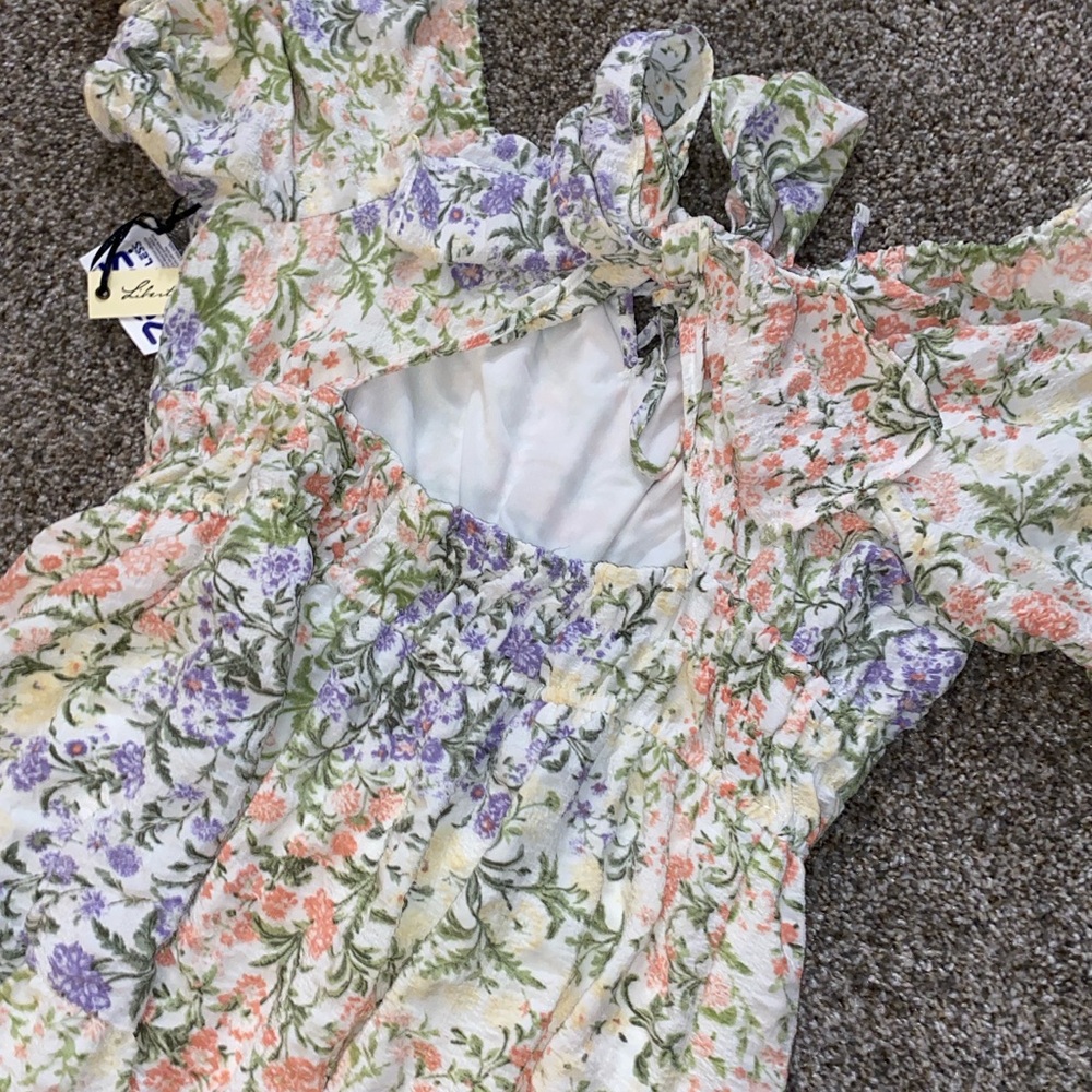 Liberty Floral Mini Dress in Pastel Hues C - Picture 3 of 3